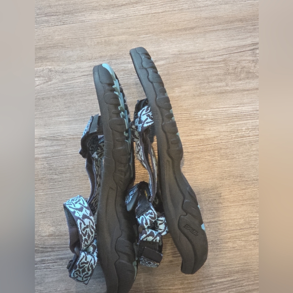 Women’s Size 9 TEVA Hurricane Sandals Blue Black Strap On Hook & Loop - Picture 10 of 15
